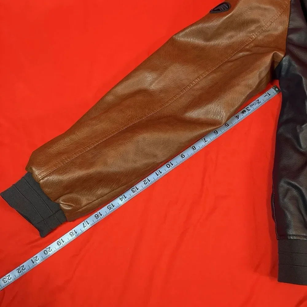 Fried Denim NYC‎ Varsity Bomber Jacket / Brown & Navy / Men's / XL  Extra Large